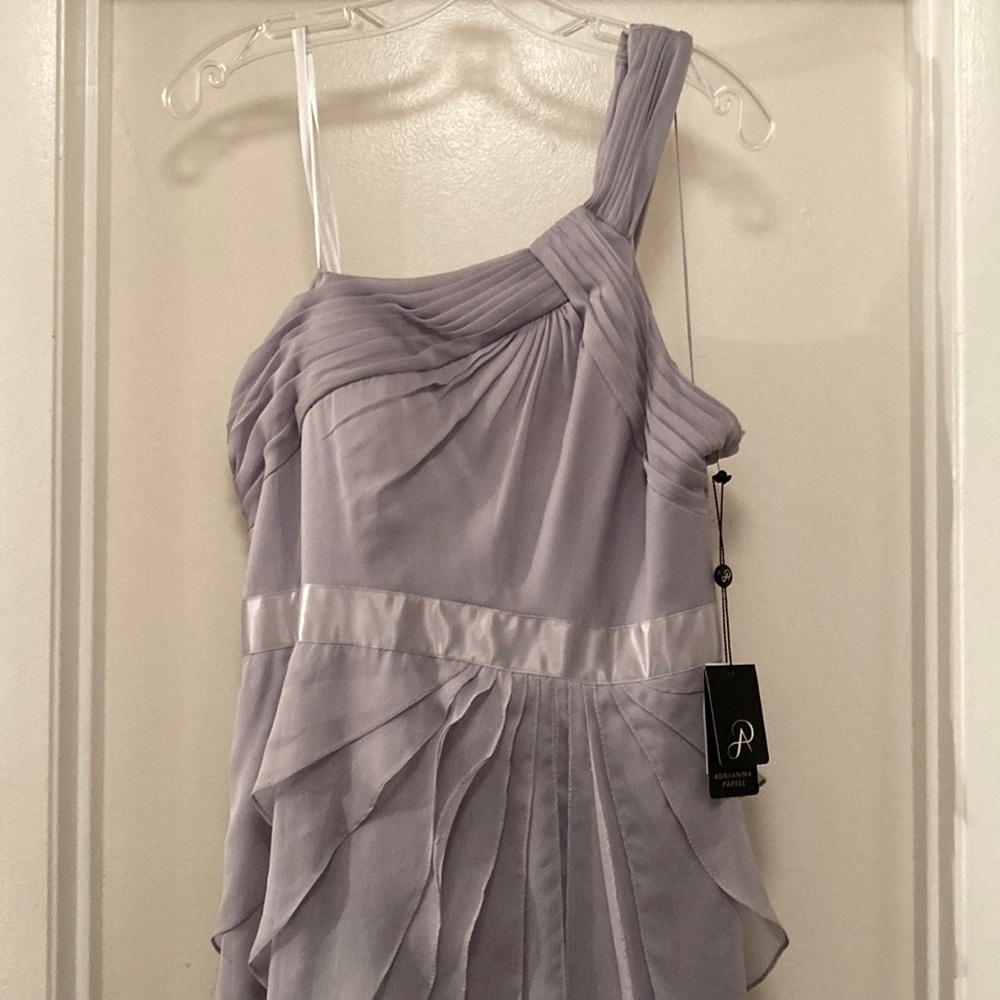 Adriana Pappel Love Story Dress 12 Gray Formal (NWT)